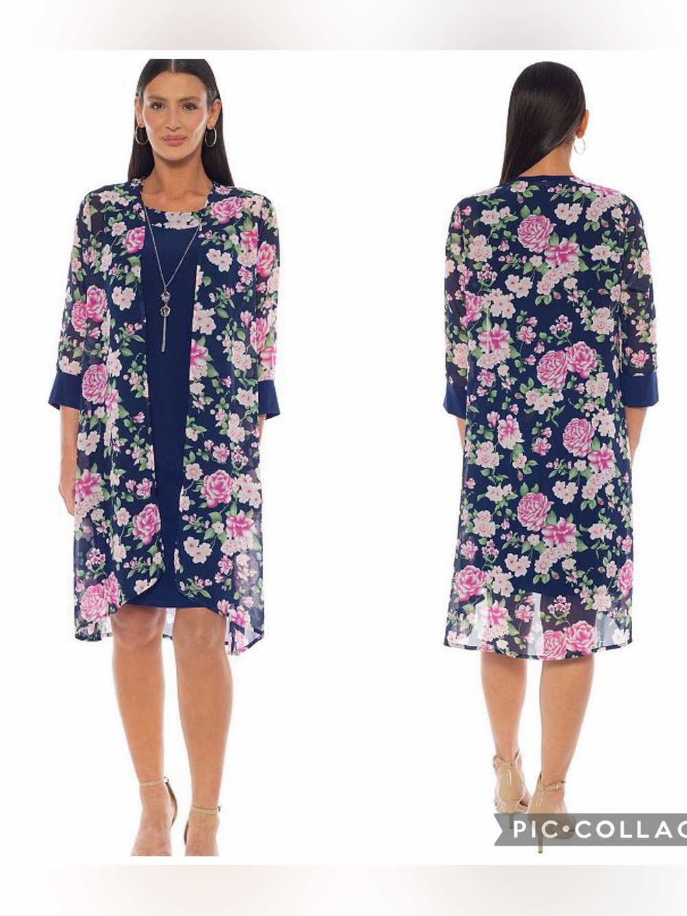 Marina Puff Floral Printed Sheer Long Jacket NWT Size 16